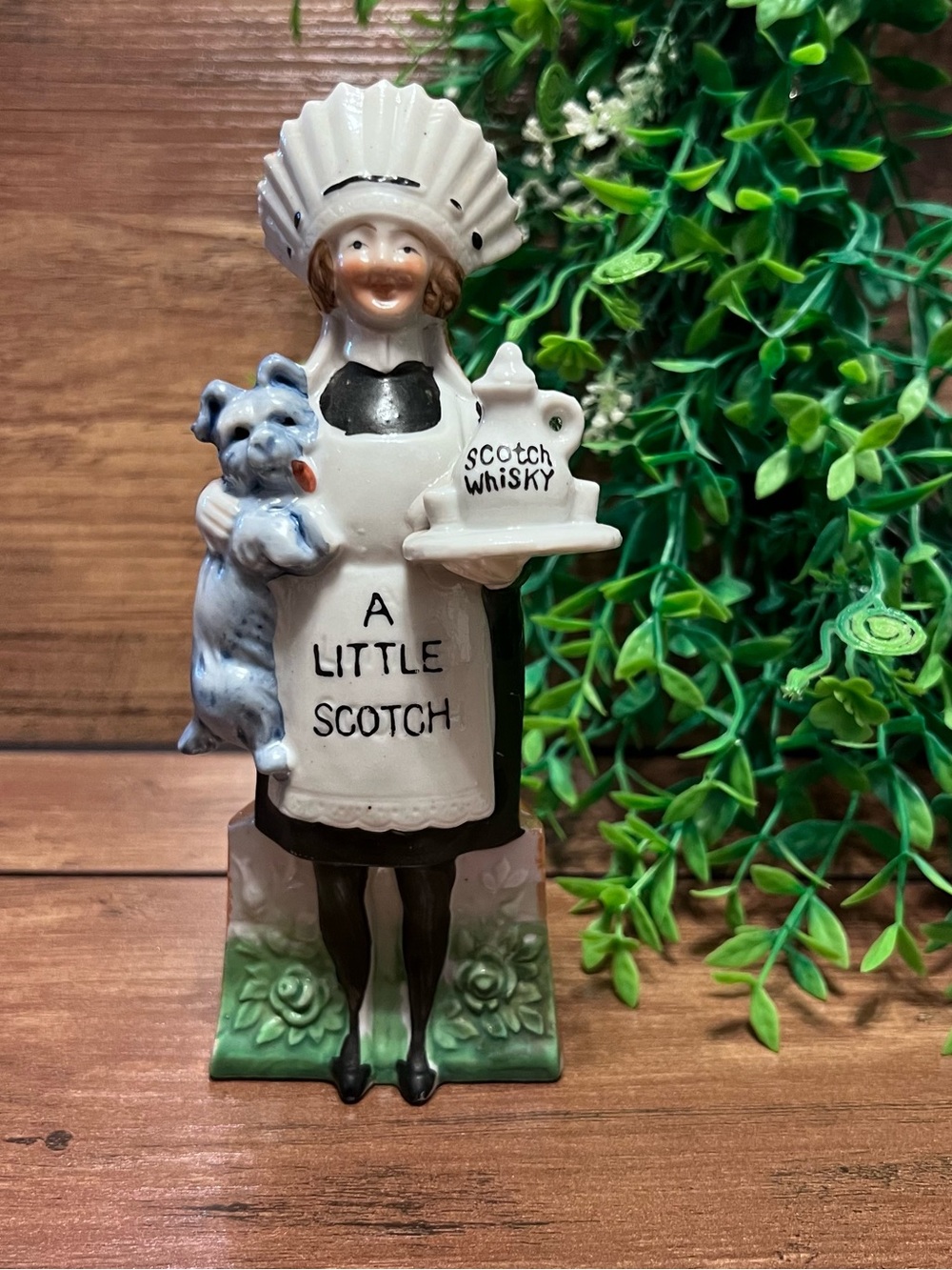 Vintage Porcelain Nip Liquor Flask Figural Bottle - A Little Scotch